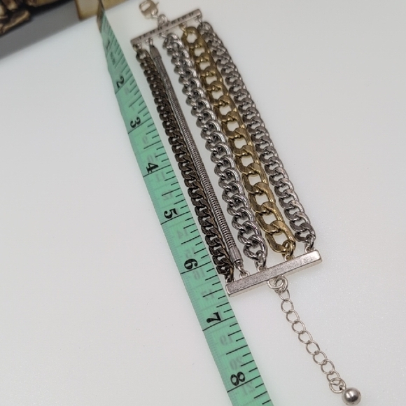 Jenny Bird Silver and Gold Multi-Chain Bracelet - Picture 4 of 4